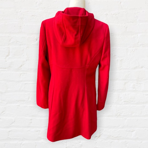 United Colors of Benetton Red Wool Toggle Hooded Coat - Picture 4 of 8